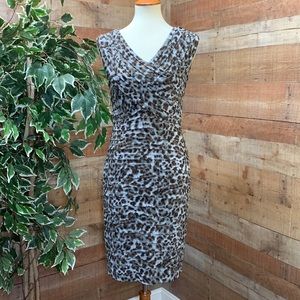 ADRIANNA PAPELL Animal Print Sleeveless Form Fitting Mini Dress
